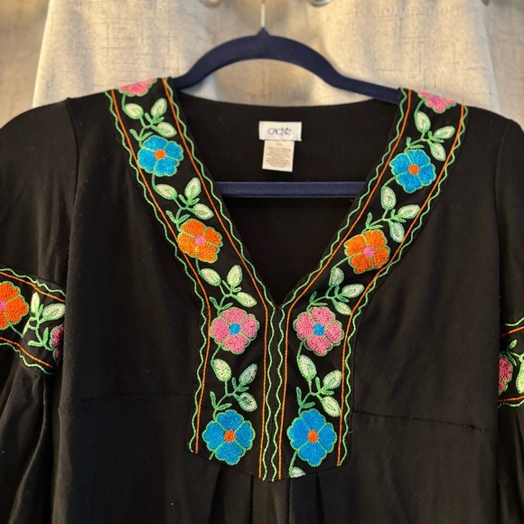 Cache Black Embroidered Boho /Spanish Style Dress 3/4 sleeves. Women’s Size XS. - Picture 2 of 5